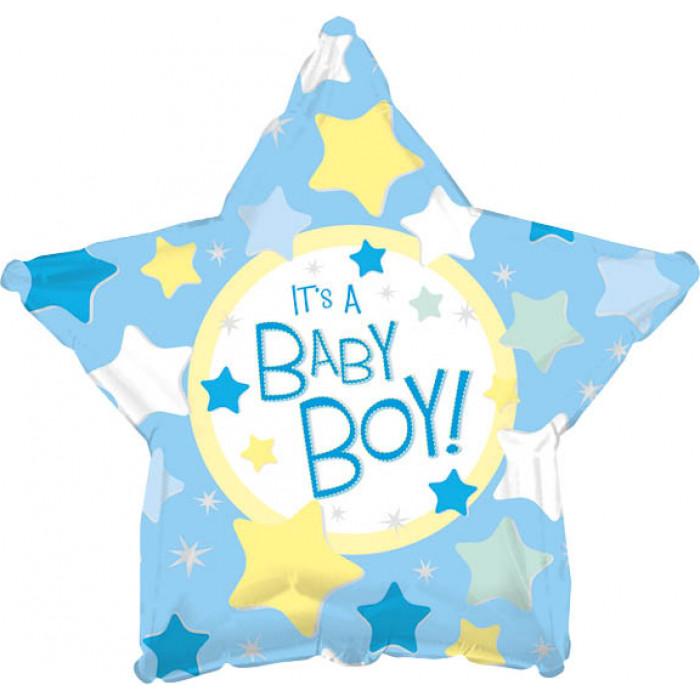 Шар-звезда Это малыш мальчик (It's a baby boy), со звездами