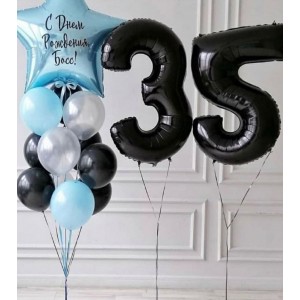 Сет из шаров на День Рождения руководителю с цифрами и вашими поздравлениями