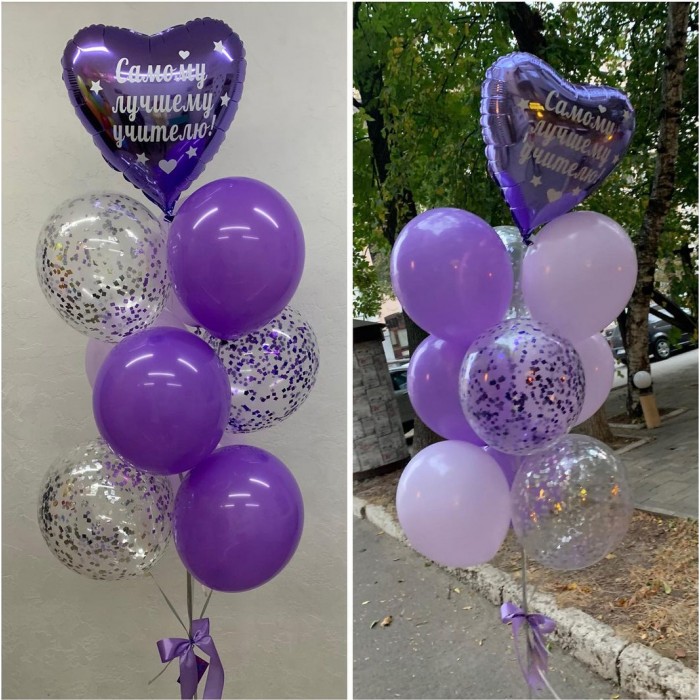 Композиция из шаров в оттенках фиолетового самому лучшему учителю