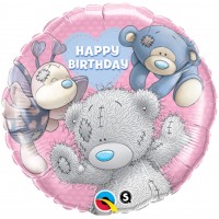 Шар-круг С Днем Рождения (Happy Birthaday)(мишка Тедди с друзьями