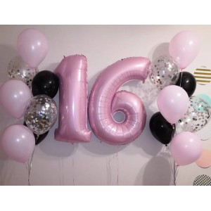 Композиция из шариков с гелием стильные 16 лет для девушки