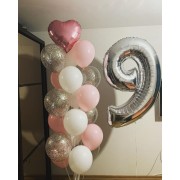 Композиция из шаров с цифрой и фонтаном для девочки