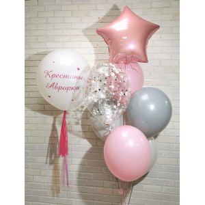 Композиция из гелиевых шаров на крестины девочки
