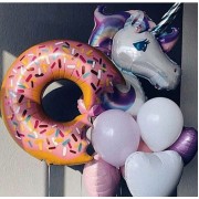 Композиция из шаров с Пончиком и Единорогом