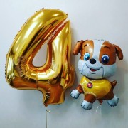 Набор шаров Щенок Крепыш с золотой цифрой