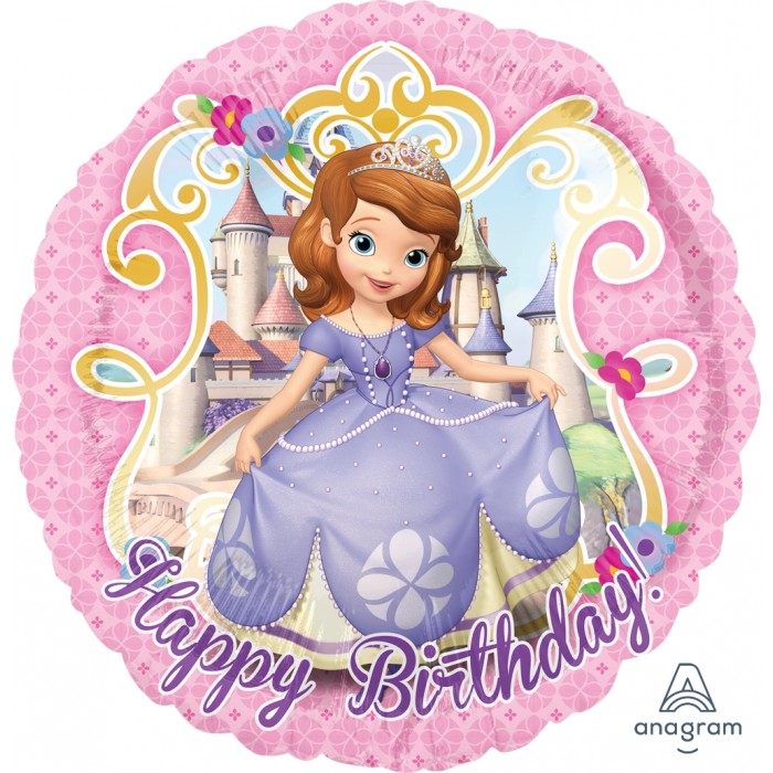 Шар-круг С Днем Рождения (Happy Birthaday) принцесса София