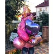 Букет гелевых шаров Спящая красавица с сердцами