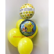 Букет шаров с Днем рождения (Happy Birthday) с Покемоном Пикачу