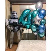 Композиция из гелевых шаров на День Рождения с Клоном и фонтаном со звездой