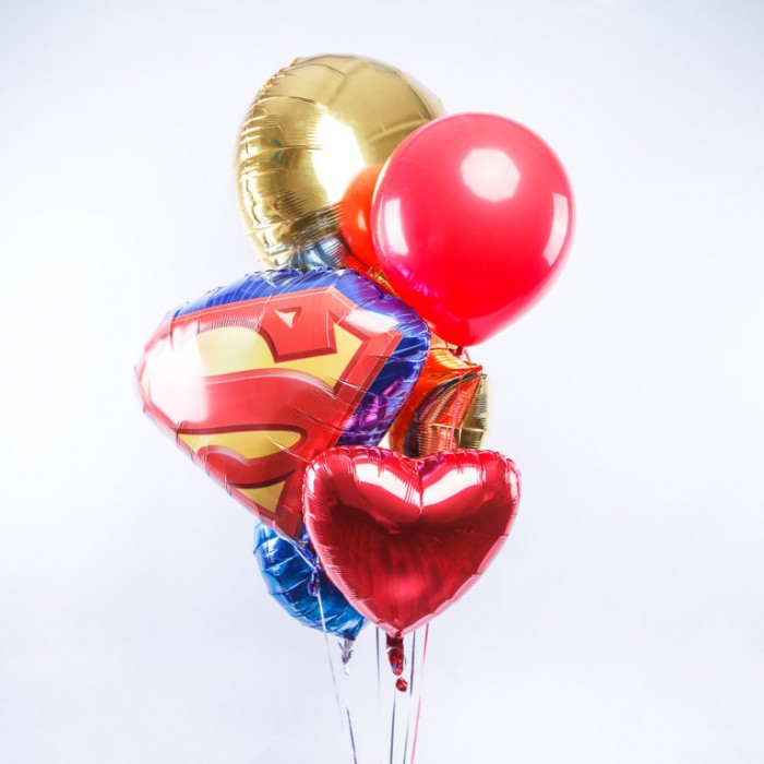 Букет шаров Супермен с сердцем