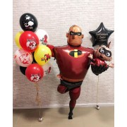 Композиция из воздушных шаров Суперсемейка с фигурой Мистера Исключительного и звездой