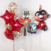 Композиция из шаров с гелием на День рождения Суперсемейка с малышом Джек-джеком