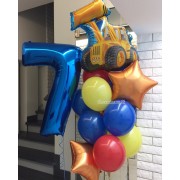 Композиция из воздушных шаров с экскаватором на семь лет для мальчика