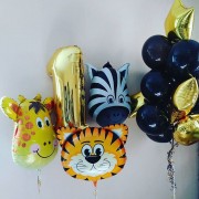 Сет шаров на День Рождения со зверушками и цифрой