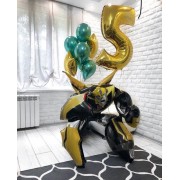 Композиция из воздушных шаров Бамблби с цифрой на День Рождения