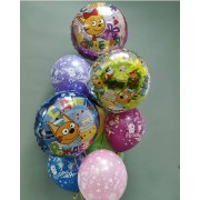 Букет из шариков с гелием с героями м/ф Три кота (Карамелька, Коржик, Компот)