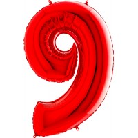Шар-цифра Красная Девятка 9