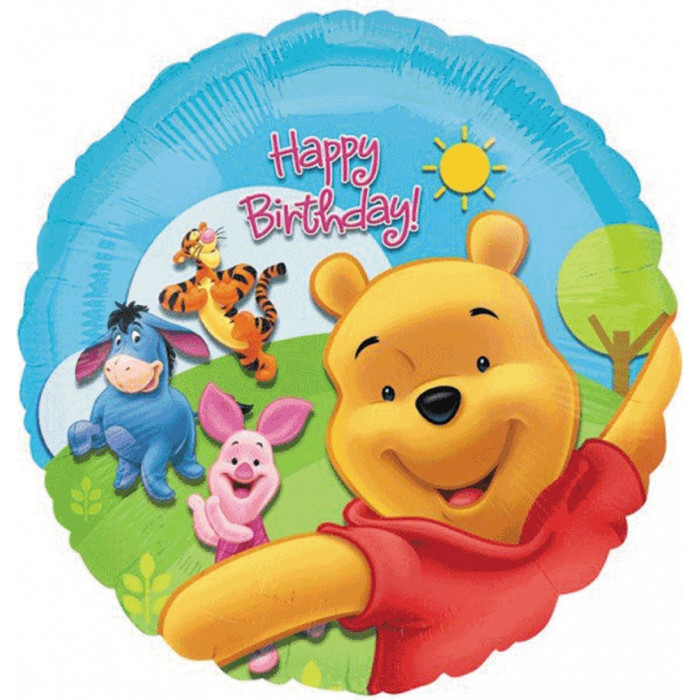 Шар-круг 'Happy Birthday' с Винни Пухом и его друзьями