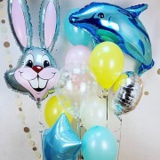 Сет воздушных шаров с зайцем и дельфином