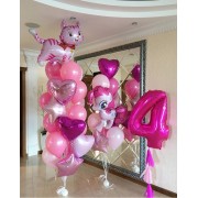 Композиция из шаров с кошечкой ,пони Пинки Пай и цифрой