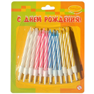 Свечи 2-х цветные, мини, 24шт,