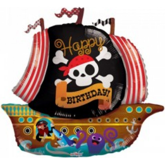 Фигурный шар 'Happy Birthday' с пиратами