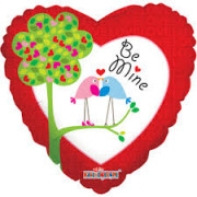 Шар-сердце Будь моей (Be mine) с птичками