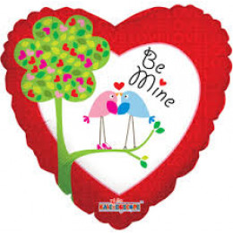 Шар-сердце Будь моей (Be mine) с птичками