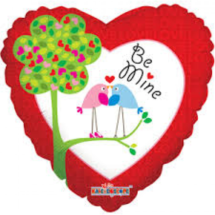 Шар-сердце 'Be mine' с птичками
