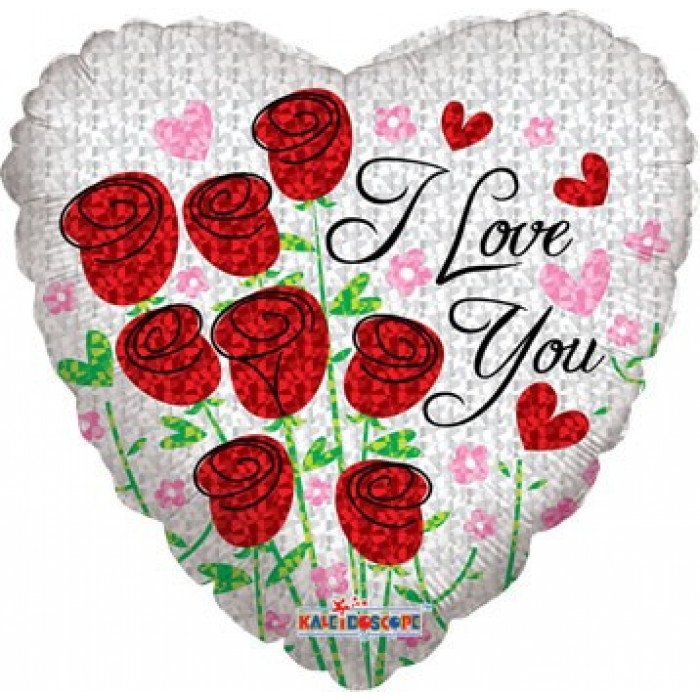 Шар-сердце 'I love you' с розами