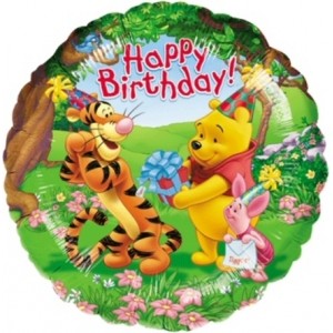 Шар-круг с Днем рождения (Happy Birthday) с Винни-Пухом